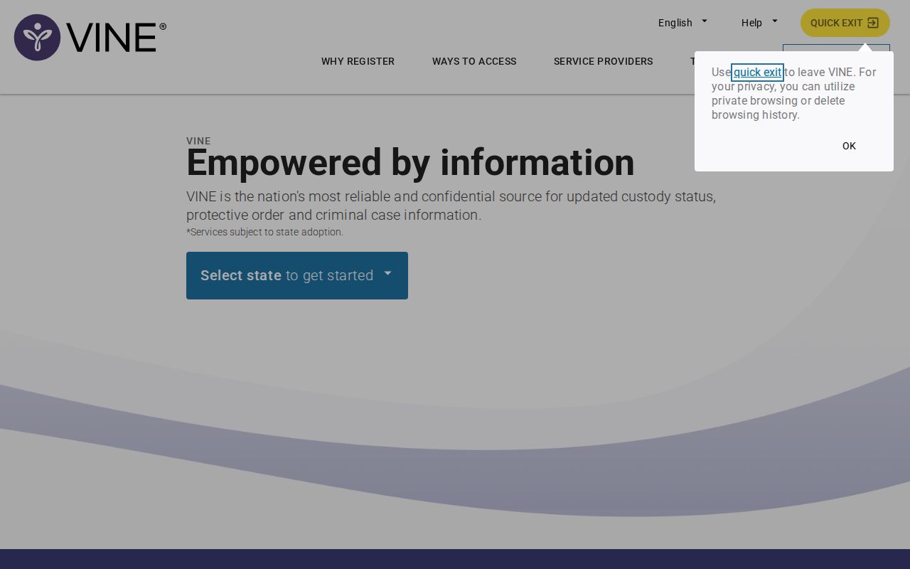 VINELink account gateway for Logan County release notifications